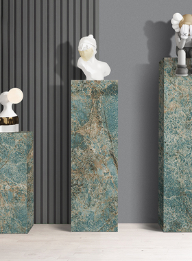 大理石底座客厅i酒店样板间雕塑玄关落地岩板花架装饰品摆件展示