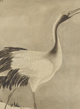 南宋牧溪大德寺三轴仙鹤古代花鸟画卷轴国画字画复制品仿古画挂画