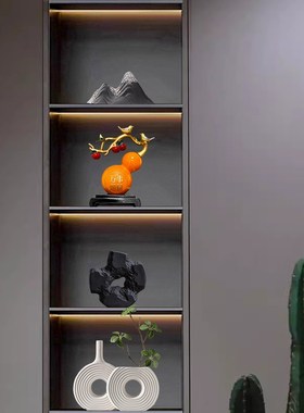 新中式摆件客厅玄关博古架摆设客厅酒柜办公室软装饰书房茶室摆件