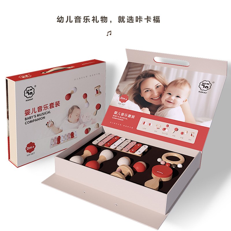 KAKAF咔卡福新生婴儿木质音乐手摇铃玩具0-1-2周岁满月生日见面礼 - 图0
