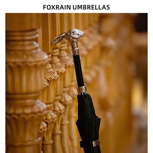 foxrain英式复古兔头雨伞长柄大号贵族直杆伞男高端定制高级礼品 - 图0