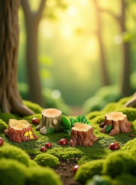 小树桩树脂创意小摆件苔藓微景观摆件造景DIY装饰品树墩装饰道具