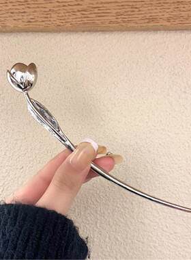 小众冷淡郁金香花朵手工发簪小众设计气质优雅清冷风百搭发簪发饰