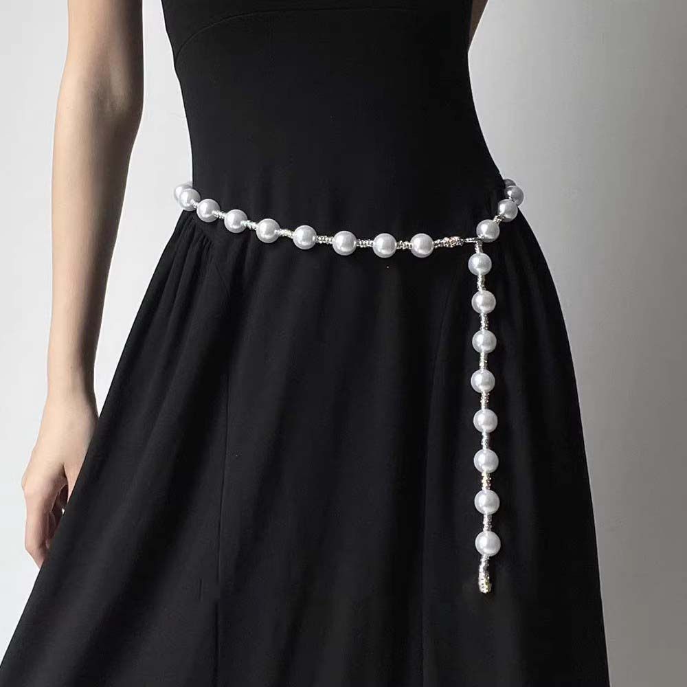 法式甜美优雅金属镶钻珍珠腰链女小香风百搭连衣裙链条细腰带腰饰,淘宝优惠券,粉丝福利购,淘宝优惠卷