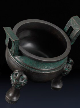 纯铜鼎摆件楚大鼎镇三足鼎盛千秋工艺品家居办公桌装饰品青铜鼎