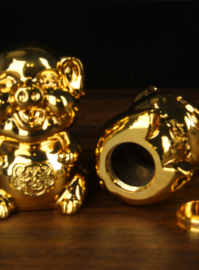 鎏金色铜生肖猴摆件 铜生肖猪摆件 铜 猴 猪摆件 底部可打开