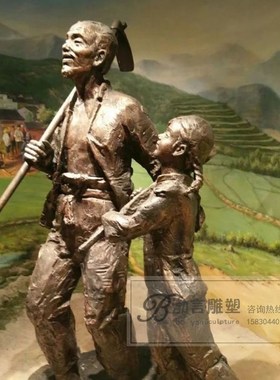 玻璃钢仿铜农耕文化雕塑铸铜人物大型民俗雕塑户外园景观落地摆件