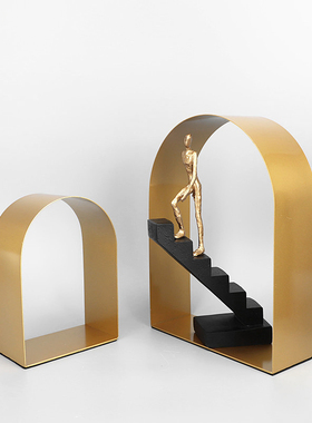 现代简约欧式人物几何金属拱形z门摆件样板房售楼处玄关酒柜装饰