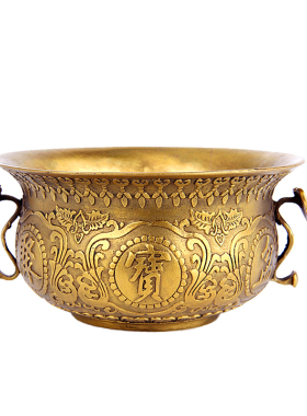 厚德居 纯铜聚宝盆摆件 五路财神聚宝盆铜摆件工艺品