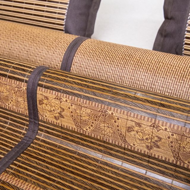 Summer mat naked sleeping double-sided foldable hard bamboo mat summer large bed single double household thickened rattan mat