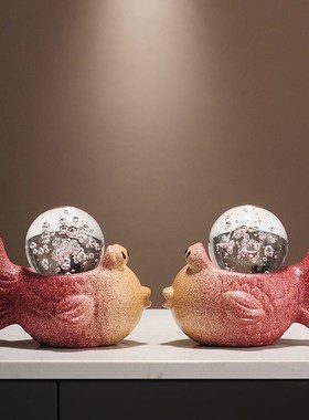 年年有余聚宝盆锦鲤鱼开业招财摆件客厅玄关酒柜装饰乔迁新居礼物