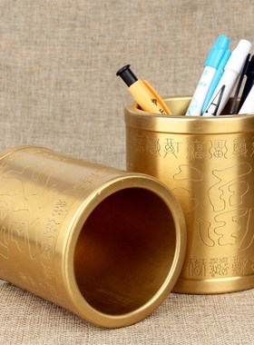 铜笔筒摆件百福笔筒五牛笔筒花鸟笔筒家居工艺礼品