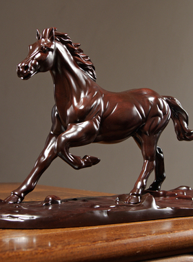 黑檀木马到成功摆件实木质雕刻生肖马工艺品家居办公室装饰工艺品