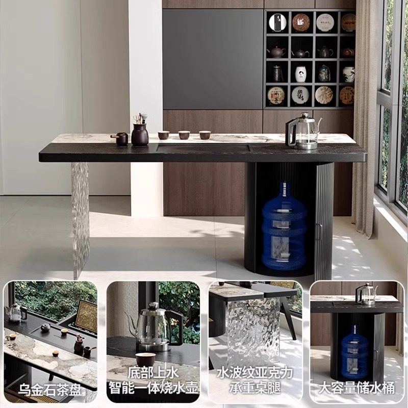 意式实木岩板茶桌轻奢茶台阳台客厅泡茶桌家用茶台茶桌烧水壶一体,淘宝优惠券,粉丝福利购,淘宝优惠卷