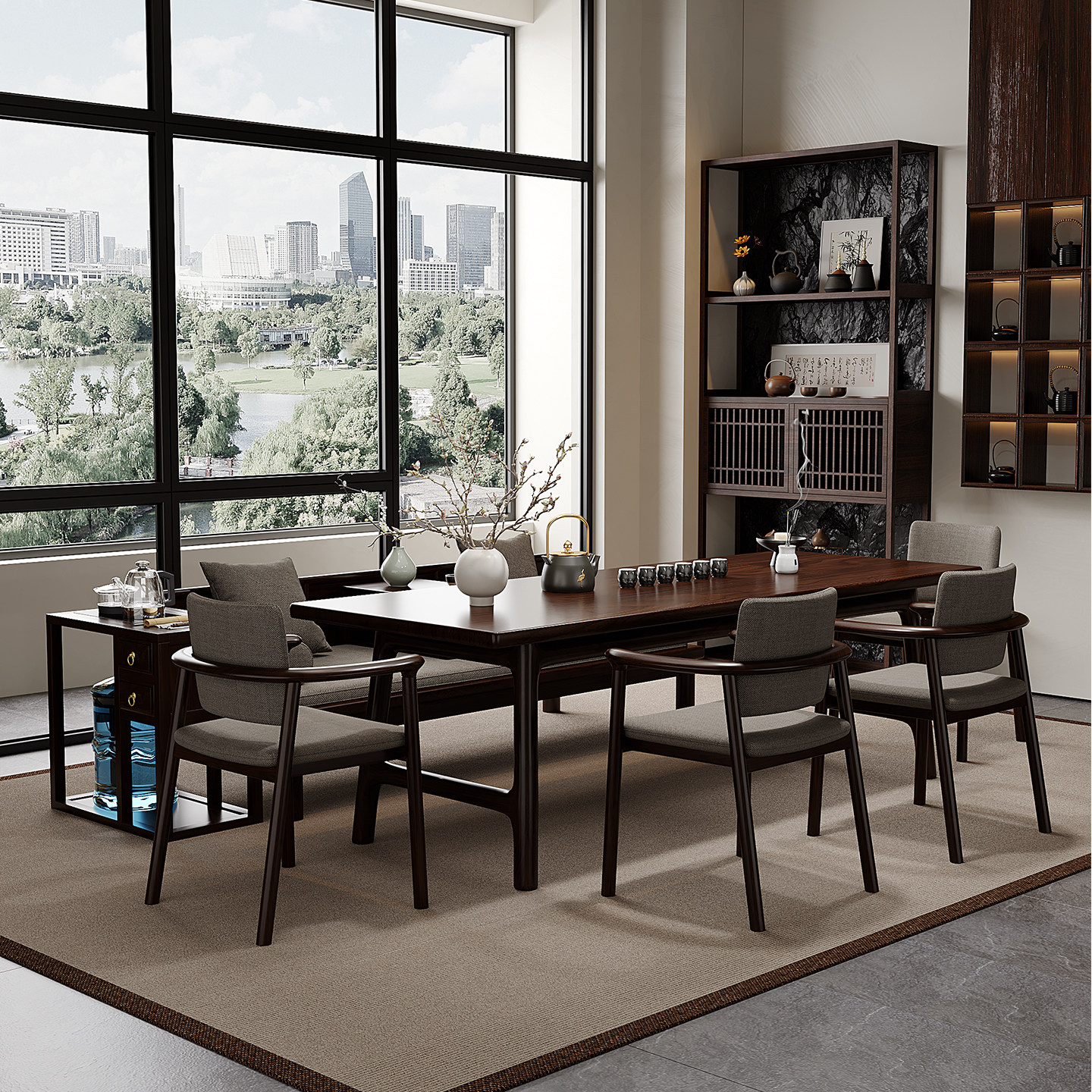 胡桃木实木罗汉床茶桌椅组合客厅家用办公一体茶台新中式禅意茶几,淘宝优惠券,粉丝福利购,淘宝优惠卷