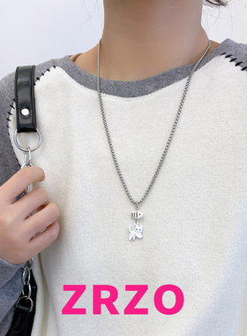 ZRZO可爱白色小猫项链