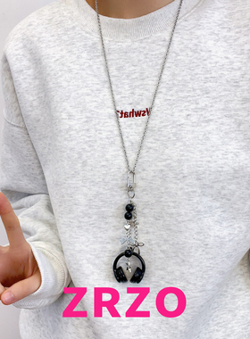 ZRZO甜酷黑色耳机星星项链