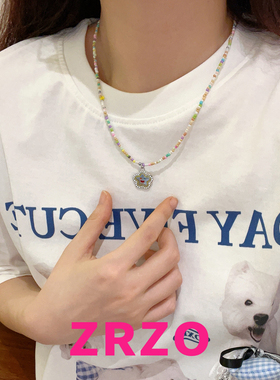 ZRZO彩色笑脸花朵云朵项链