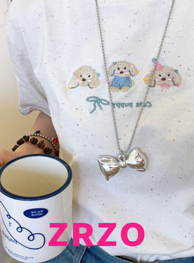 ZRZO银色蝴蝶结长款项链