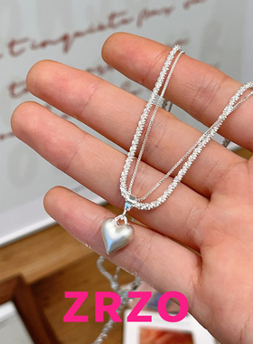ZRZO银色波光粼粼满天星爱心项链精致气质高级感锁骨链甜美风吊坠