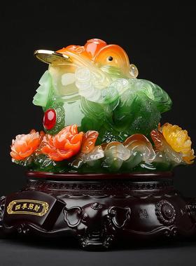 吉善缘 金蟾招财摆件 客厅三足蟾蜍大收银台办公室店铺礼品2389