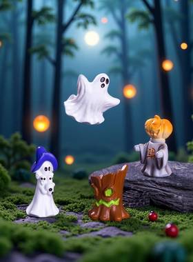 微景观创意万圣节南瓜幽灵恶魔公仔 diy装饰品配件桌面小摆件装饰