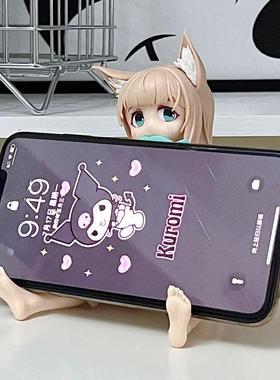 黄豆粉模型创意手机架二次元小摆件桌面好物可爱主机壳装饰品礼物