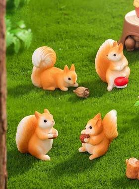 创意可爱小松鼠公仔 苔藓微景观DIY园艺造景装饰品配件微缩小摆件
