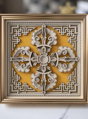 梯木叠雕新中式保平安桌面摆件客厅玄关酒柜办公室装饰品乔迁礼品