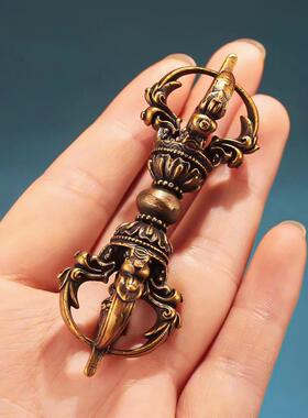 藏式五股金刚把手件尼泊尔珠宝黄铜红铜多色家居饰品