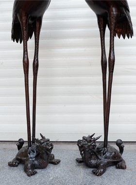 特大号纯铜龟鹤摆件仙鹤烛台蜡台大号一对装饰工艺品摆设Z高1.8米