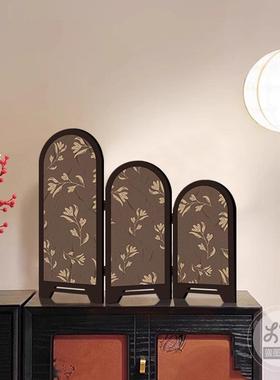 中古风桌面创意小屏风摆件客厅装饰覆古入户玄关边柜电视柜摆画