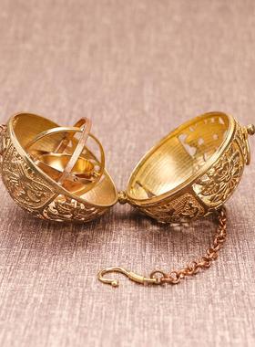 纯铜香薰球镂空家用熏香球复古铜香炉香囊球家居汽车挂件