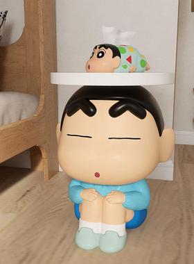 客厅沙发边几电视柜旁边儿童房床头柜落地小桌子装饰蜡笔小新摆件