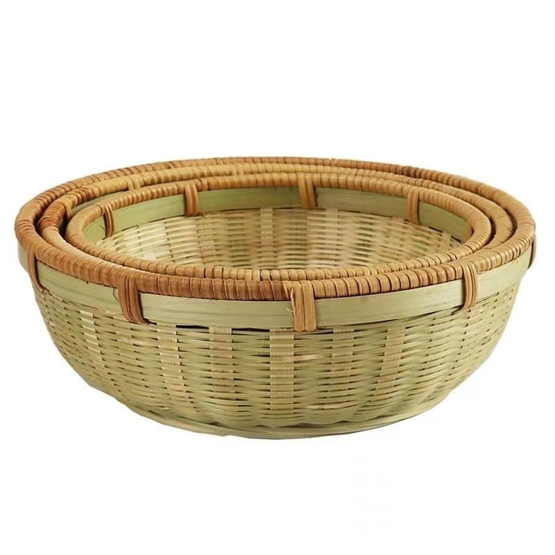 竹编收纳编织竹制品圆形沥水簸箕鸡蛋竹篮馒头水果篮家用洗菜竹筐,淘宝优惠券,粉丝福利购,淘宝优惠卷
