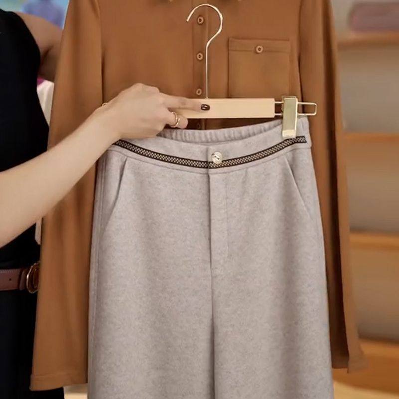 秋冬百搭洋气阔腿裤女高腰显瘦直筒裤大码慵懒风中年妈妈加厚裤子,淘宝优惠券,粉丝福利购,淘宝优惠卷