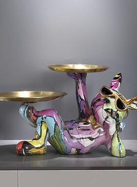 个性潮流招财狗入户玄关钥匙纳摆件客厅桌面高档创意摆设乔迁礼物