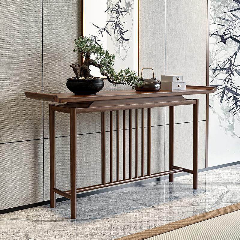新中式乌金木色玄关桌实木玄关台端景台禅意入户门厅条案供桌家具,淘宝优惠券,粉丝福利购,淘宝优惠卷