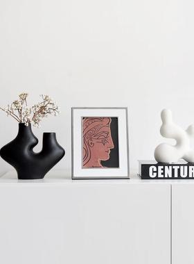 侘寂风高级感艺术异形装饰品摆件陶瓷创意软装花瓶酒书柜抽象摆设