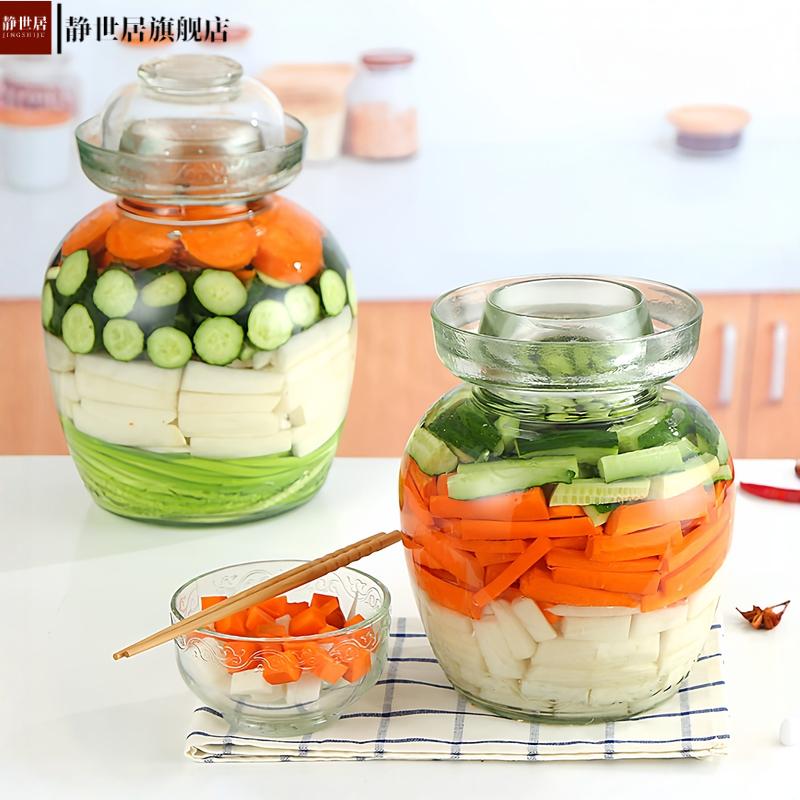 加厚玻璃泡菜坛子密封透明家用腌菜咸菜缸酸菜糖蒜玻璃坛泡菜罐 - 图0