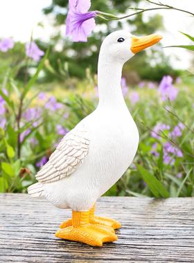 户外仿真动物假山喝水鸭子摆件庭院花园水池鱼池水景吸水造景鱼缸