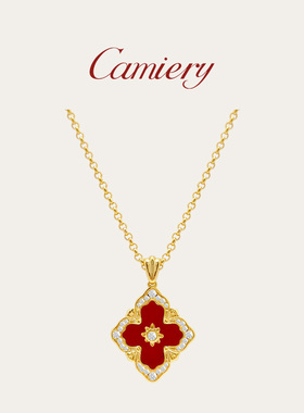 布契镭射四叶草项链女款高级感