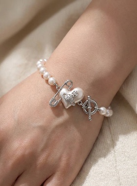 西太后土星爱心别针珍珠手链女款