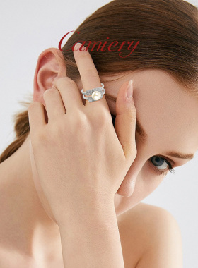 CAMIERY轻奢小众别针珍珠戒指女设计高级感简约时尚百搭开口指环