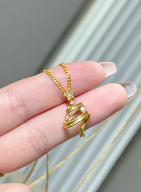 圣诞树项链24K金配饰礼物女生