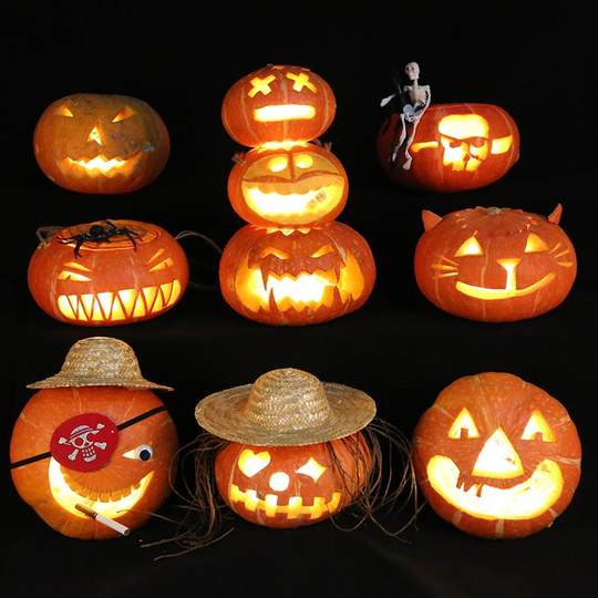 万圣节自制南瓜灯diy手工雕刻新鲜真南瓜儿童制作小南瓜材料工具