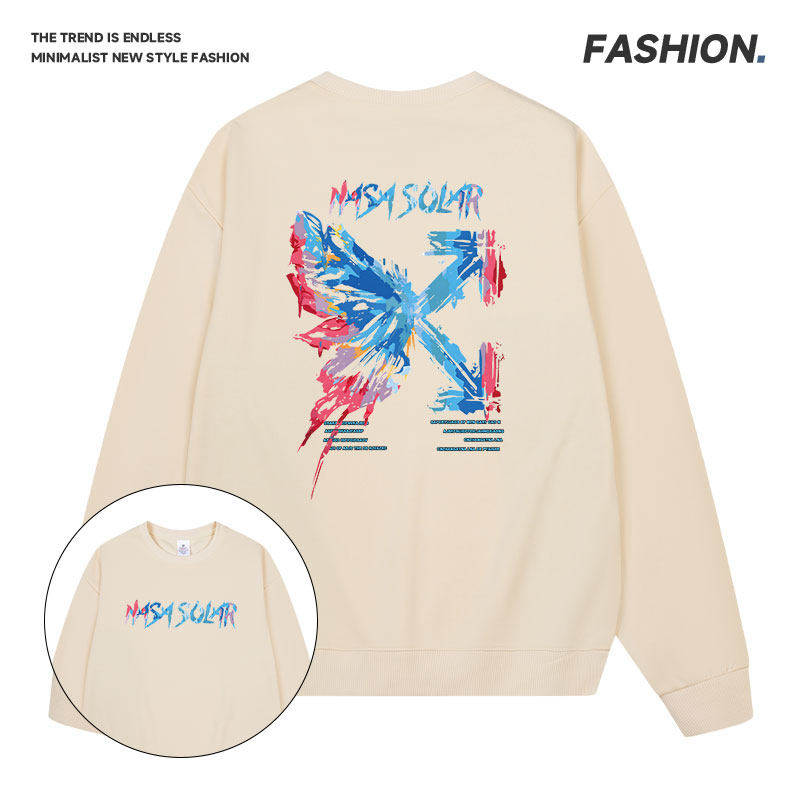 国潮小众2026春季新款街头风印花卫衣宽松长袖日常通勤百搭休闲