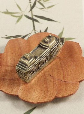 纯黄铜轮船摆件豪华油轮模型工艺品旧军舰航母古玩仿古桌面装饰品