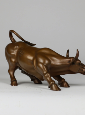 纯紫铜华尔街牛纯铜牛摆件牛气冲天办公室家居装饰品 开业礼品