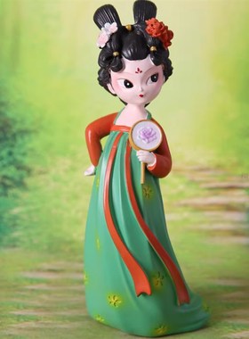 唐朝夜宴仕女摆件树脂古风汉服女孩公仔家居客厅电视柜桌面装饰品